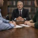 Couple in a divorce mediation session with a neutral mediator